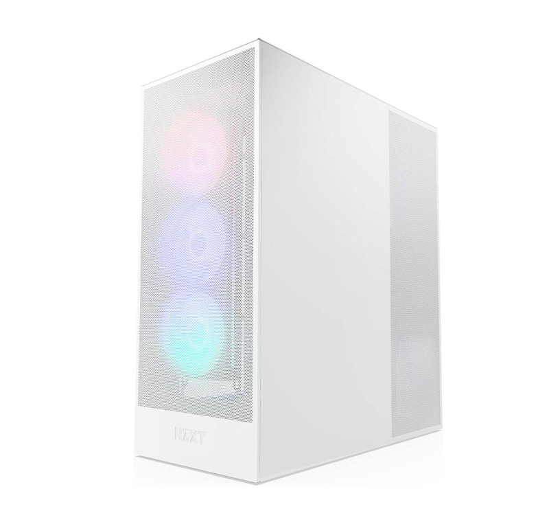 NZXT H7 Flow RGB Mid-Tower ATX Airflow Computer Case, 3x RGB Core Pre-Installed Fans, Up to 420mm Radiator & 10x Fans Support, SGCC Steel Material, Ultra-Clear Tempered Glass, White | CM-H72FW-R1